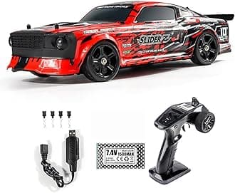 RC Drift Car 1/14 RC Car Off Road Remote Control Truck Drifting 4WD High Speed 40 KM/H All Terrain with 390 Motor Gyroscope Proportional Control Metal Chassis Ball Bearing Hobby Toy