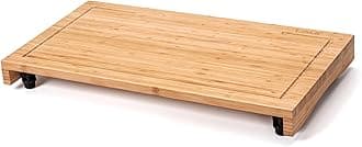 Bamboo Stovetop Cover&Countertop Cutting Board with Adjustable Legs, Dual-purpose Chopping Board for Electric Stove Burner, Workspace Block Cover for RV Camping Camper Gas