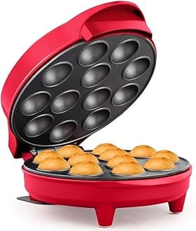 Holstein Housewares Cake Pop Maker, Red - Makes 12 Cake Pops, Non-Stick Coating, Perfect for Birthday and Holiday Parties