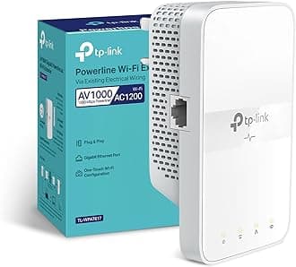 TP-Link TL-WPA7617 AV1000 Gigabit Passthrough Powerline Adapter Kit, Dual-Band WiFi Booster Speed up to 1200 Mbps, One-Touch Wi-Fi Configuration, Auto-Sync, 4K Streaming, No Configuration Required