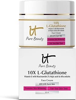 L - Glutathione Serum Cream with Vitamin C, Niacinamide, and Alpha Arbutin,Kojic Acid Helps in Dark Spot, Tan Glowing Skin Non-Greasy & Lightweight Face Cream for Men & Women 50ml