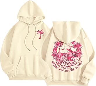 SXcggal Pink Pom Puff Hoodie Cute Pink Graphic Hoodies For Teen Girls Preppy Sweatshirt Loose Fit Casual Long Sleeve Hooded Pullover Tops With Pockets