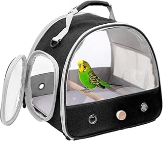 Bird Travel Carrier, Portable Small Bird Parrot Parakeet Carrier with Standing Perch and Soft Mat, Side Access Window Collapsible to Carry and Transport Birds Vet Visit