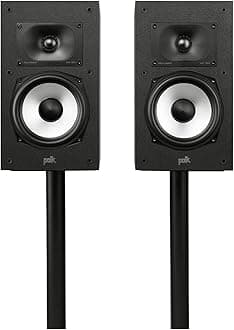 Polk Audio Monitor XT20 1" Terylene Tweeter & 6.5" Dynamically Balanced Woofer, Bookshelf Speaker (PAIR) Black