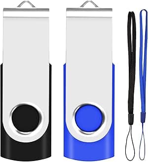 2GB USB Flash Drive 2-Pack EASTBULL USB 2.0 Drive Swivel USB Stick Memory Stick Metal Pen Drive (Black & Blue)