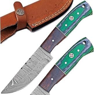 Handmade Damascus Steel Hunting Knife – Fixed Blade Skinning Knives for Camping, Outdoor, Survival Damascus Blade with Sheath & Belt Loop – Bushcraft Hunting gear for Men. (HK-30)