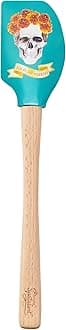 Spatulart Day of the Dead Kitchen Utensils Silicone Spatula with Wood Handle for Baking Cooking Mixing, Dia de los Muertos BPA Free Heat Resistant Cooking Spatula