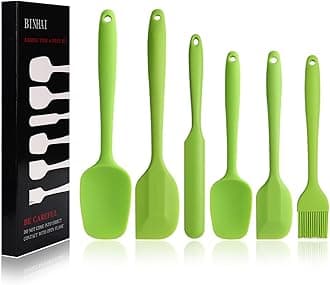 Silicone Spatula Set - Green 6 Piece Non - Stick Rubber Spatula with Stainless Steel Core - Heat-Resistant Kitchen Utensils Set for Cooking, Baking and Mixing