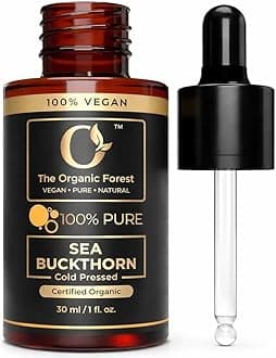 Organic Sea Buckthorn Oil for Face & Skin - Anti-Aging Seabuckthorn Facial Oil with Omega 3-6-7-9, Vitamin E & C for Gua Sha & Natural Glow