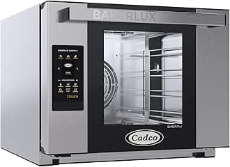 XAFT-04HS-TD 23 5/8" Bakerlux Touch Half-Size Heavy-Duty Digital Convection Oven w/Bottom Hinged Glass Door for Restaurant Hotel Food Truck Concession, 4 Shelves, Stainless Steel, 208/240V, NSF