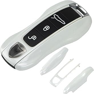 AeroBon 3-Piece Painted Key Fob Cover Compatible with Porsche Key Cover Key Shell (MK2, Carrara White)