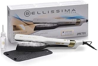 Bellissima Hair Straightener Steam Elixir – Ceramic Coated with Argan Oil for Sleek & Smooth Glide, Steam Therapy for Hydration, Fast Heat Up, 170°C-200°C Adjustable Temperatures, All Hair Types