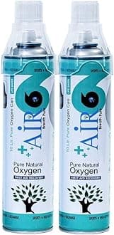 Air6 Natural Oxygen Cylinder - 10L (Pack Of 2) | 150+ Sprays | Potable Can | Lightweight Oxygen Can with Mask for Altitude/Pollution & Respiratory Relief | Home, Travel & Emergency Use |