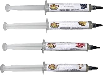 4 Pack Oyster Mushroom Liquid Culture Blue, Gold, Pink, King