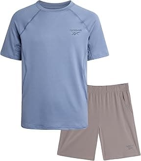 Reebok Boys' Athletic Shorts Set - 2 Piece Performance T-Shirt and Matching Basketball Running Shorts for Boys (Sizes:8-12)