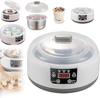 Yogurt Maker 36 Hour with 5 Glass Jars, 1.2l Stainless Steel Automatic Yogurt Maker with Temp & Time Control, Multi-function Ultimate Yogurt Maker Machine for Home, Homemade Yogurt.(A(No Cup))