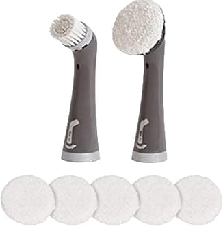 Rubbermaid Cleaning Power Scrubber Brush Polish Detail Kit, Microfiber Stainless Steel, Red and Gray, 8 Pieces