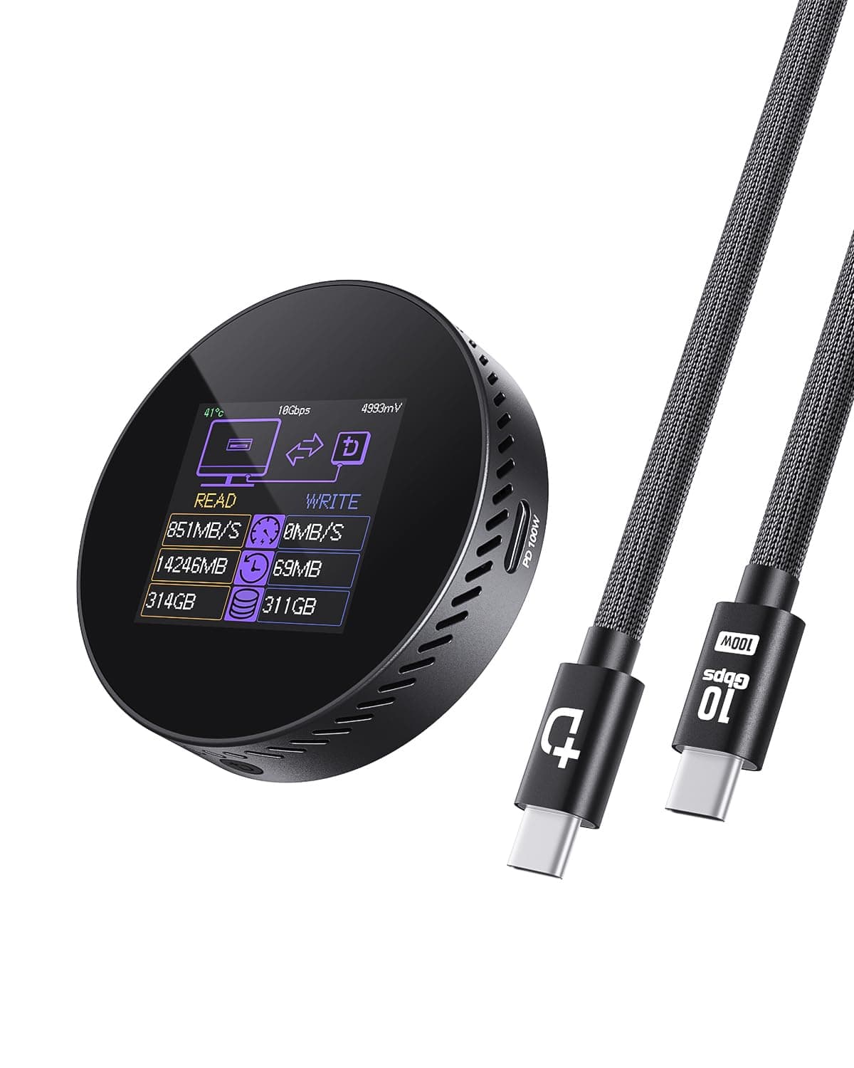 DOCKCASE Magnetic Visual M.2 2242 NVMe SSD Enclosure, 10Gbps USB 3.2 Type-C, 100W PD, 3s PLP Data Protection, Fits 2242/2230 NVMe PCIe, Compatible with MagSafe for iPhone 16/15 Pro Max ProRes