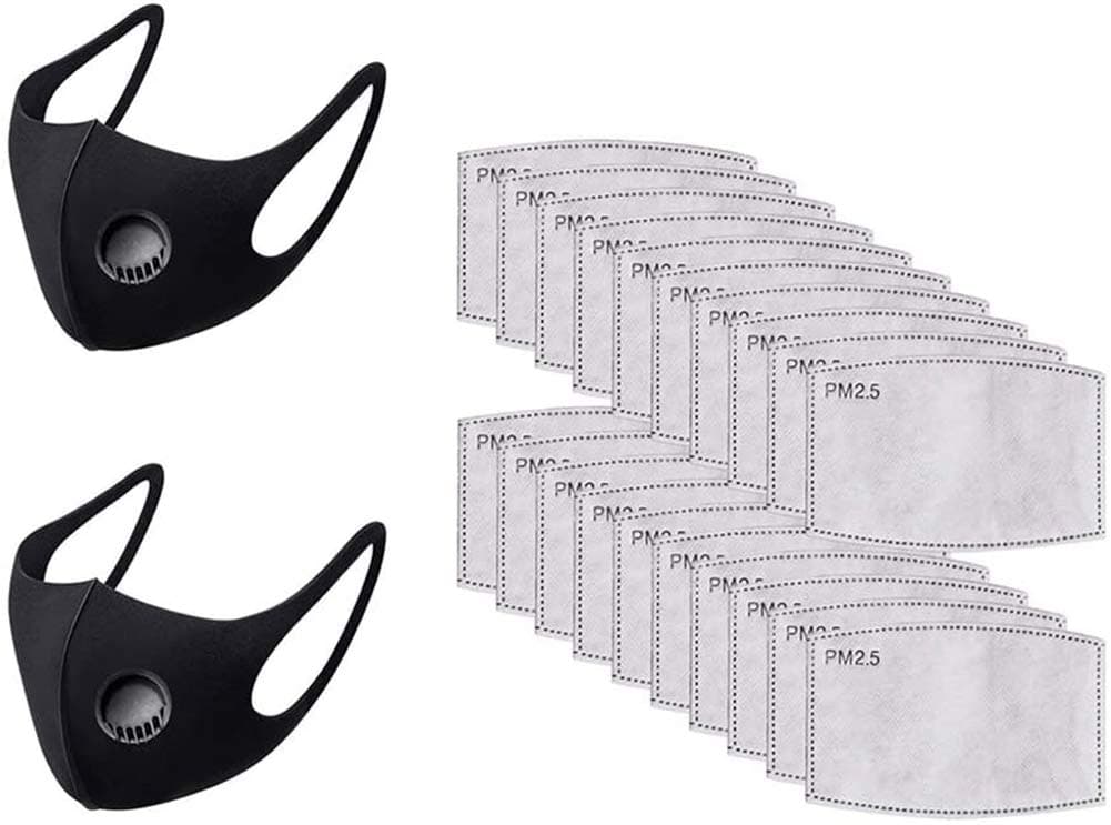 2Pcs Unisex Face Protection Shield wi Filter Washable Reusable