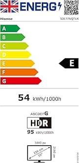 Hisense 50 Inch 4K QLED Smart TV 50E77NQTUK - Quantum Dot Colour, 4K AI Processor, Dolby Vision Atmos, Smooth Motion, Sports Mode, Vidaa OS with Freely, Youtube, Netflix and Disney+ (2024 Model)