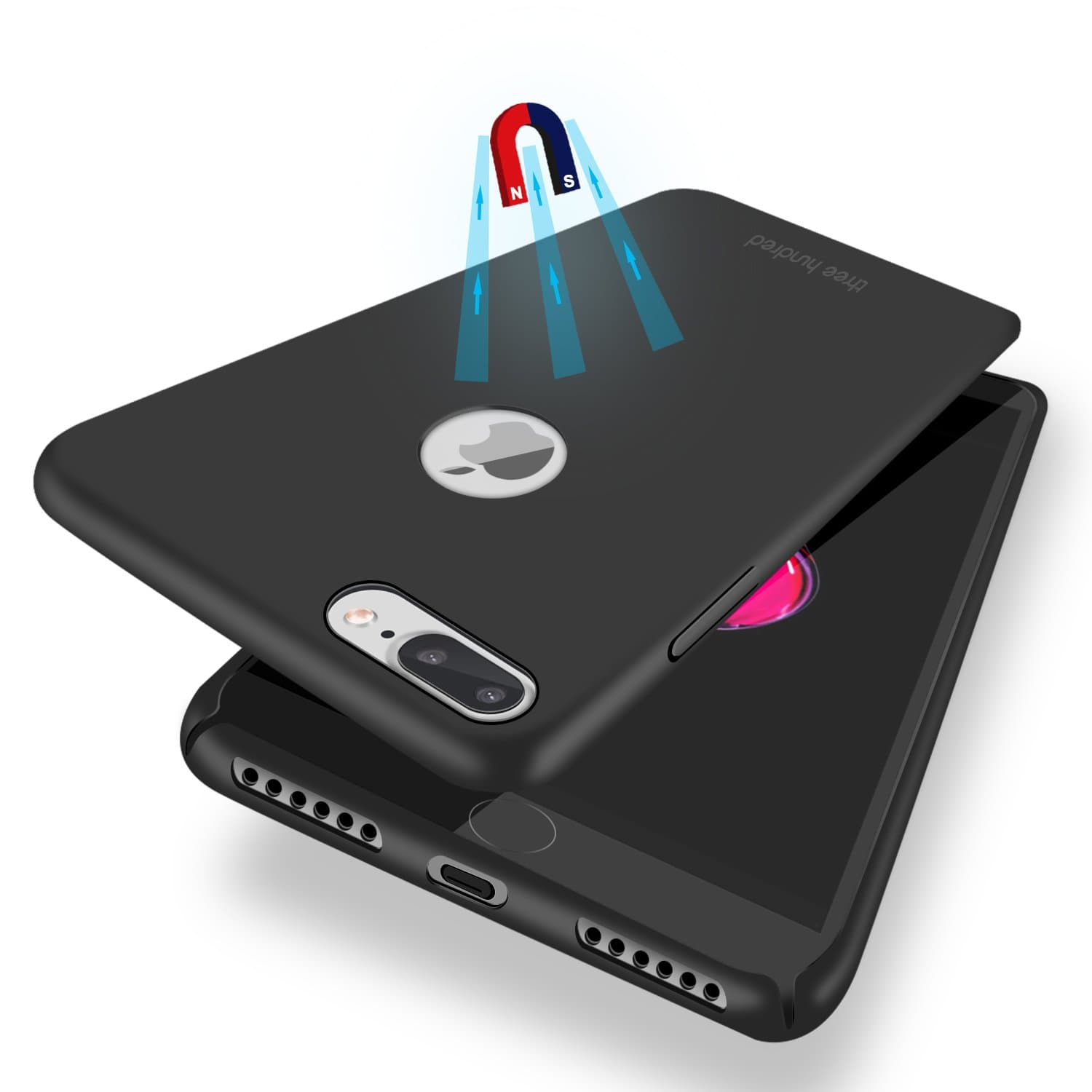 ThreeHundred Slim Fit iPhone 7 Plus Case with Premium Matte Finish Coating Excellent Grip and Work with Magnetic Car Mount [B-MP] Compatible for Apple iPhone 7 Plus - Matte Black