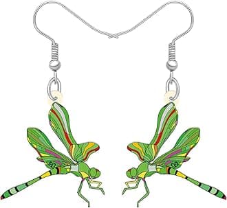 Bonsny Drop Dangle Sweet Blue Flying Dragonfly Earrings Gift Insect Pattern Fashion Jewelry For Women