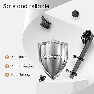 EaseLife 6 FT Heavy Duty Sliding Barn Door Hardware Track Kit,Basic J Pulley,Slide Smoothly Quietly,Easy Install (6FT Track Kit for 30"~36" Wide Single Door)