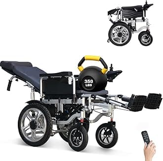 Reclining Electric Wheelchair for Adults,Heavy Duty Electric Wheelchair,Portable Folding Carry Wheelchair,Comfortable Remote Control Mobility Aid-Adjustable Backrest and Pedal-15 Mile Range