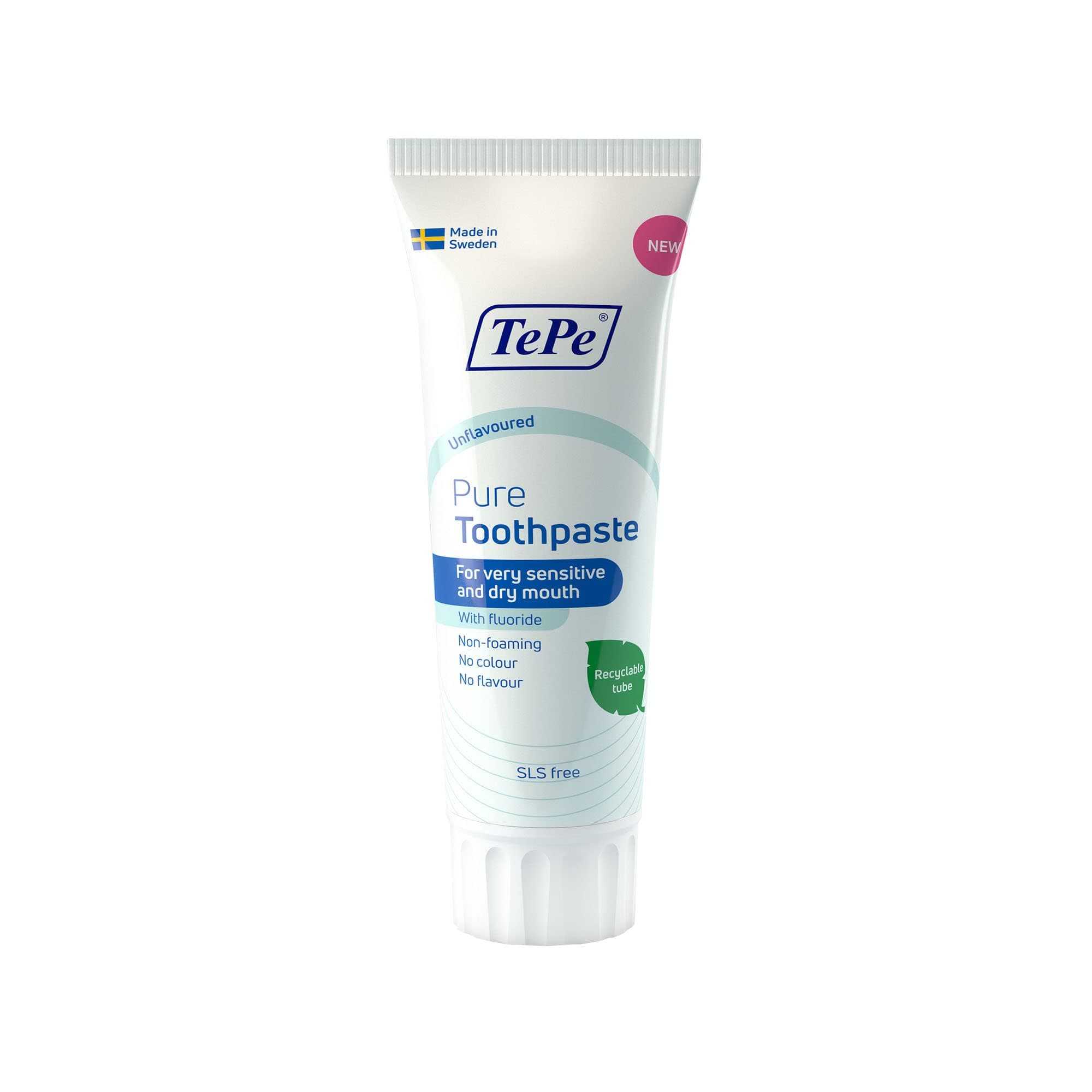 Pure Toothpaste, unflavoured, Very Gentle Everyday Fluoride Toothpaste for Very Sensitive Gums and Dry Mouth, Age-Appropriate Fluoride Level