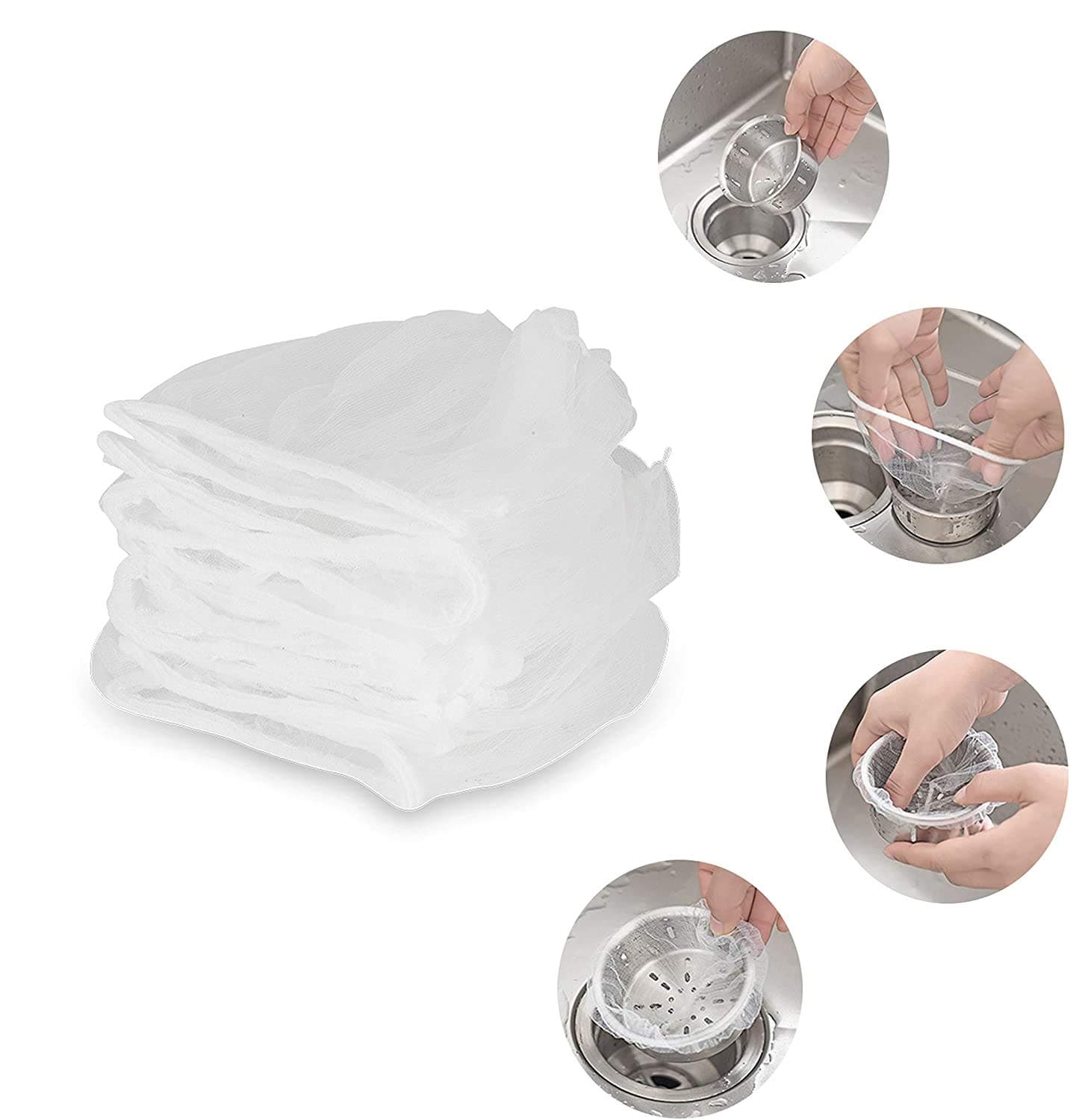 130 PCS Sink Strainer Bag, Is a good helper for Kitchen Sink Strainer, 4x3.5inch ，White
