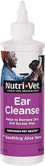 Nutri-Vet Ear Cleanse for Dogs, Liquid Ear Cleanser with Soothing Aloe and Salicylic Acid, Removes and Cleans Wax, Dirt, and Debris, Deodorizes, and Itch Relief, Gentle Veterinarian Formulated, 8oz