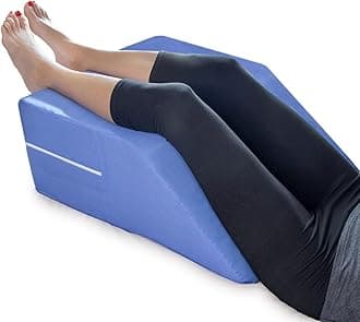 Firm Wedge Pillow, Leg Pillow, Bolster Pillow, FSA Eligible Incline Pillow for Leg Elevation, Snoring, Foot Circulation, Pregnancy, Sciatica, Blue, 30.5 x 19.5 x 10