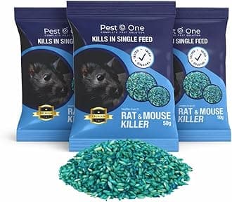 SISI UK Rat & Mouse Poison Blue Grain - Kills in Single Feed Stongest Maximum Strength Rodent Killer for all weather 150g (3 x 50g)