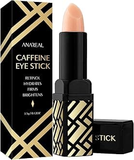 ANAREAL Caffeine Under Eye Balm: Hydrating Eye Brightener Stick Cream for Dark Circles & Puffiness, Anti-Wrinkle Korean Skincare Treatment with Retinol, Instant Cooling Glow for Eyes, Face & Bags