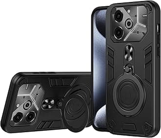 Drop Protection Case Compatible with Tecno Pova 6,Magnetic Kickstand Cover Compatible with Tecno Pova 6 Pro 5G LI9 Case Black