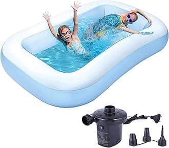 P for Pogu Rectangular Inflatable Kids Swimming Pool Bathtub Soft Material Spa Bath Tubs with Electric Pump for Outdoor Garden Party(Blue, 5.5 Feet)