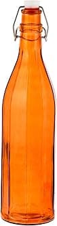 MACHAK Colhexa Glass Bottles With Cork 1litre, Kitchen Decoration (Orange, 1)
