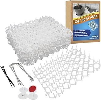 Ley's 12 Pcs Cat Scat mat With Spikes, Cat Deterrent for Garden, Prickle Strips Repellent Mat for Indoor & Outdoor, Anti Cat Spikes for Fence