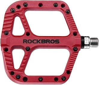 Rockbros Mountain Bike Pedals Nylon Composite Bearing 9/16" Mtb Bicycle Pedals With Wide Flat Platform Red 5.53 Inch L x 4.56 Inch W