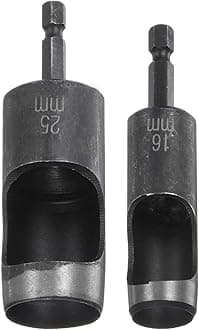 HARFINGTON 2pcs 16mm,25mm Leather Hollow Hole Punch 1/4" Hex Shank for Drills, Belt Hole Punch Punching Cutter Tool for Leathercraft Working