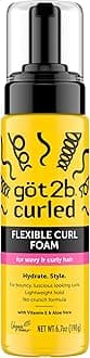 Got2B Curled Flexible Curl Foam, 6.7 Fl Oz, Hair Mousse for Frizz Control and Heat Protection, Lightweight Hold, No-Crunch Definition for Wavy & Curly Hair Styling, Aloe Vera & Vitamin E Infused
