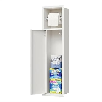 Neodrain Recessed Toilet Paper Holder, in Wall Toilet Paper Holder, 304 Stainless Steel Tissue Paper Holder with Dispense and Storage for Bathroom, White