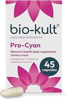 Bio-Kult Pro-Cyan – 2 Live Bacterial Strains with Cranberry Extract (36mg PACs) & Vitamin A | Urinary Tract & Immune Support | Probiotic Supplement | Suitable for Travel & Antibiotics | 45 Capsules