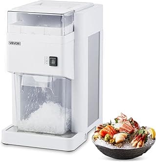 VEVOR Commercial Ice Shaver Machine, 1.91QT /1.8L Large Electric Ice Cube Crusher Shaved Maker with 300W Premium Motor, Stainless Steel Blades, for Bar Mixing Seafood Preservation Home Party, White