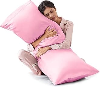Love's cabin Satin Body Pillowcase 20x54, Cooling Pillow Cover for Hair and Skin, Silky Smooth with Envelope Closure, Similar to Silk, Pink
