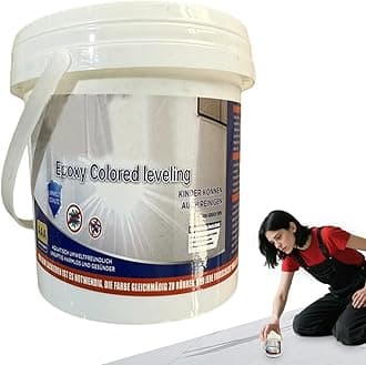 Epoxy Floor Paint, Self-Leveling Water-Based High Gloss Coating, Non-Slip Coloured Sand Marble Effect for Concrete Tile Countertop Wood Refinishing and Decorative Interior Floor Projects
