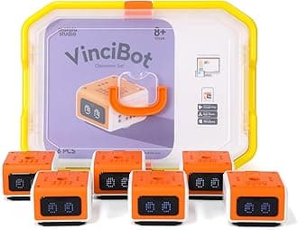 VinciBot Coding Robot Set Kids Ages 8-12 Includes 6pcs of VinciBot Programmable Robot Rich Learning Materials Scratch Programming Robotic STEM Education Set for School Supplies Grade 2-7