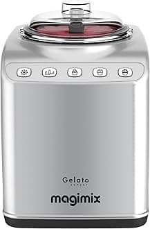 Magimix Gelato Expert | Frozen Dessert Maker with Built In Compressor | 2 x 2 L bowls | Makes Ice Cream, Gelato, Granita, Frozen Yoghurt, Sorbets | Satin, 11680