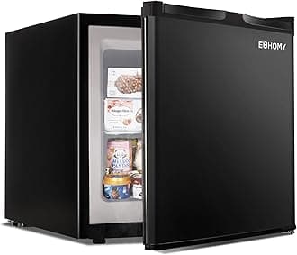 EUHOMY Mini Freezer Countertop,1.1 Cubic Feet, Single DoorCompact Upright Freezer with Reversible Stainless Steel Door, Removable Shelves, Small freezer for Home/Dorms/Apartment/Office(Black) [Energy Class E]