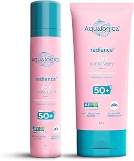 Aqualogica Radiance+ Dewy Sunscreen SPF 50+ PA+++ | Lightweight texture for oily, combination, acne prone skin | Broad spectrum protection | No white cast, Non greasy | For Men & Women | 50g + 80g